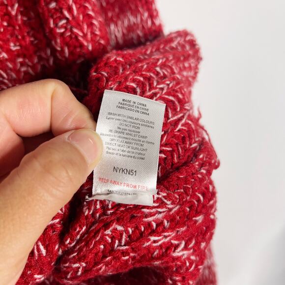 Native Youth Mens XLarge XL Red Contrast Sleeve Pullover Sweater Crew Neck Marl - Picture 9 of 10